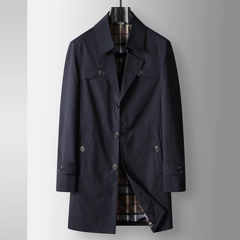 2026 Men Luxury Business Casual Coat Trench Coat Spring Autumn Long British Light