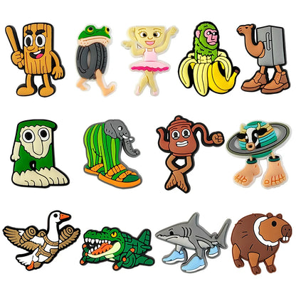 13/50Pcs Italian Brainrot Funny Animal Shoe Charms Cartoon Shoes Accessories Decoration Buckle for Clog Sandals Wristband