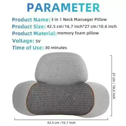 Electric Neck Massage Pillow, Neck Stretcher, Heating, Vibration, Massage, Back Traction, Orthopedic Sleep Pillow Support
