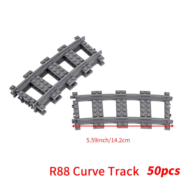 MOC City Bricks Train Flexible Construction Parts Railway Curve Track R104 Building Blocks Model Accessories Compatible 53401