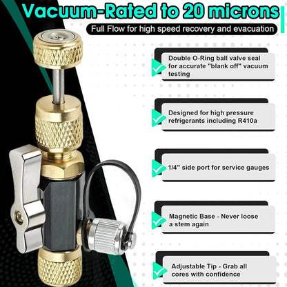 Vacuum Valve Core Disassembly Tool Set 20 Micron Vacuum Rated Precision Valve Maintenance Tool 2025 NEW