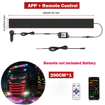 LED Devil Eyes Ambient Light Flexible Windshield Pixel Panel APP Control Custom Text Animation Music Sync For Car SUV Bus Truck