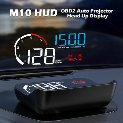 Car M10 Hud Display OBD2 HUD Head Up Display Km/H Speedometer Windshield Projection Overspeed Warning Digital On Board Computer