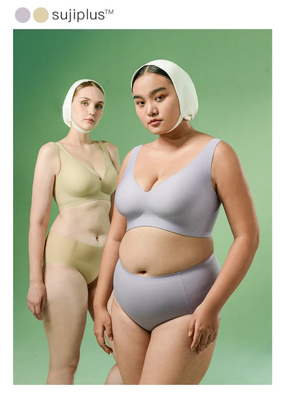 SUJIIN Plus Size Seamless Bra Sets for Women 2025 Push Up Wireless Minimizer Bras Lady Anti-sagging Bralettes for Large Breasts