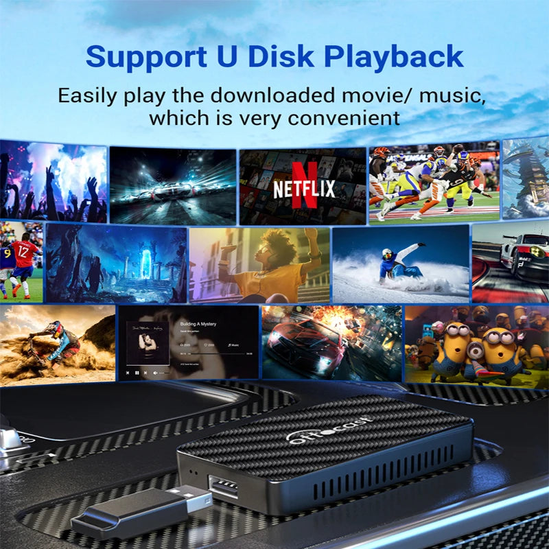 Ottocast Play2video Pro Ai Box Wireless CarPlay Android Auto Adapter Built in Youtube Netflix for Car with Wired Carplay
