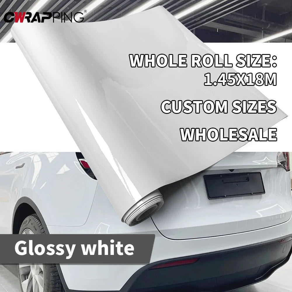 145cmx200cm Car Vinyl Wrap Hood Roof Cover for Car Tuning Accessories Custom Size Sticker Glossy White Auto Door Protective Film
