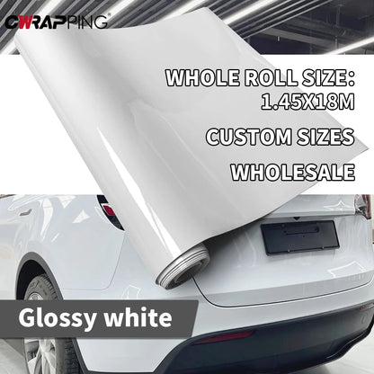 145cmx200cm Car Vinyl Wrap Hood Roof Cover for Car Tuning Accessories Custom Size Sticker Glossy White Auto Door Protective Film