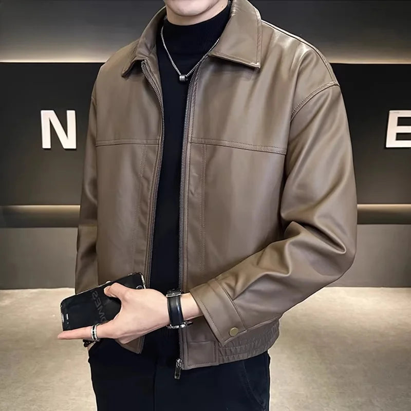 TUCANO Men's Genuine Leather Jacket 2026 Autumn Winter Warm Sheepskin Slim Fit Biker Style Stand Collar Coat Outerwear