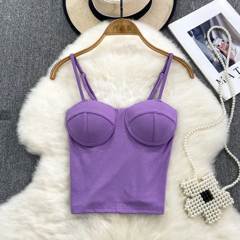 Sexy Fashion Design Camisole Tank Top Women Slim Fit Outerwear Spicy Base Shirt Sexy Backless Vest Short Straight Cut Bodycon