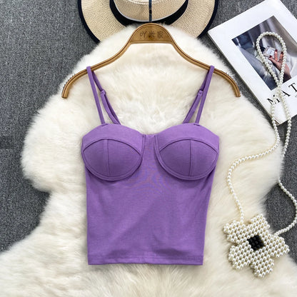 Sexy Fashion Design Camisole Tank Top Women Slim Fit Outerwear Spicy Base Shirt Sexy Backless Vest Short Straight Cut Bodycon