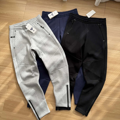 Men's Winter Thickened Fleece Lined Relaxed Fit Straight Leg Zipper Pants Casual Fashion Urban Style Youth Autumn Winter Trou...