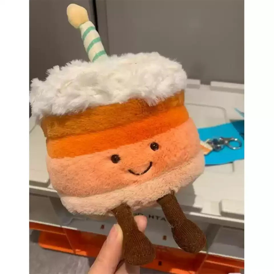 High Quality Smile Cake Plush Toys Soft Stuffed Dessert Dolls with Candle Cherry Birthday Xmas Gift For Kids Cuddly Party Decor