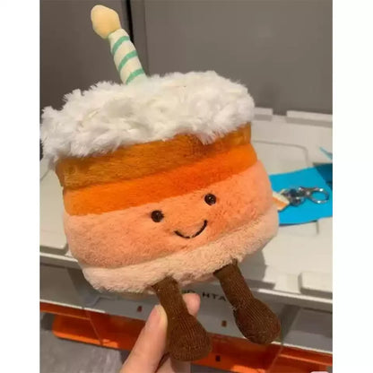 High Quality Smile Cake Plush Toys Soft Stuffed Dessert Dolls with Candle Cherry Birthday Xmas Gift For Kids Cuddly Party Decor