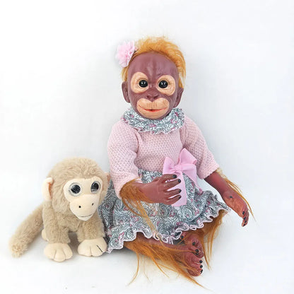 55CM Half Glue Cute Reborn Monkey Doll Cloth Body Pasted Mohair Children Girl Toddler DIY Dressing Up Toy Birthday Gift