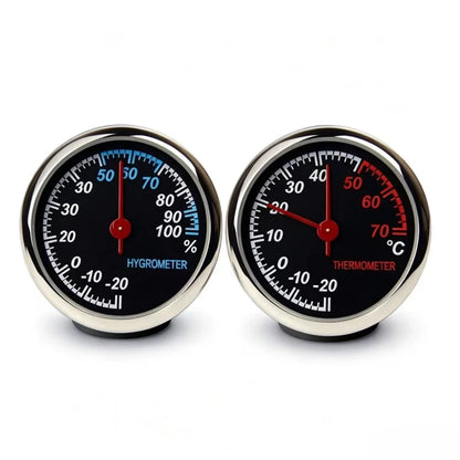 Mini Car Thermometer & Hygrometer, Creative Interior Ornament, Practical Beautiful Self-adhesive Decor, 1/2PCS Car Accessories
