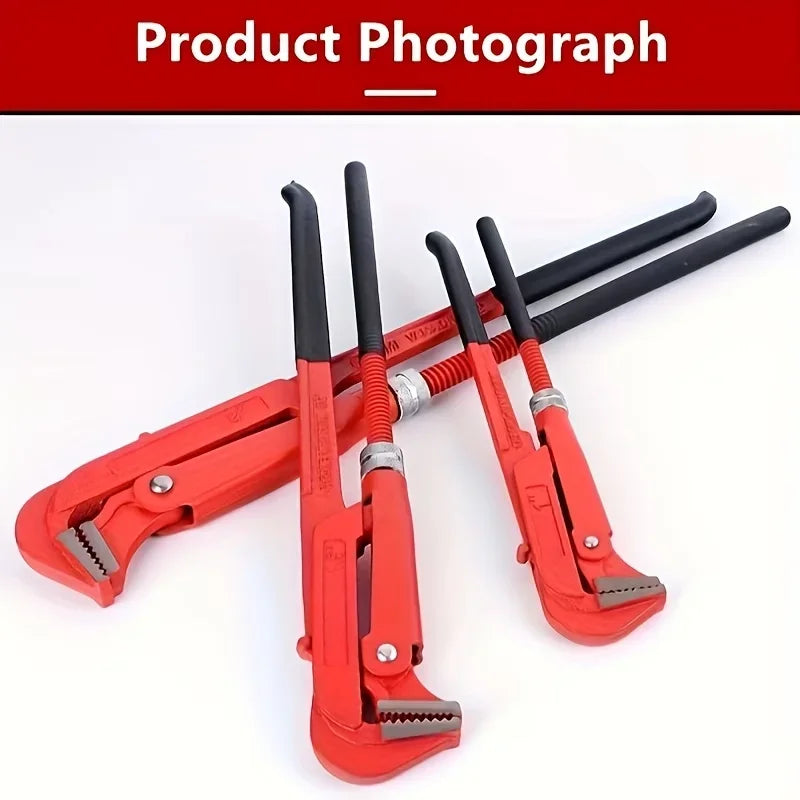 Heavy Duty 90° Adjustable Pipe Wrench 30.99/41.91/52.07cm Alloy Steel, for Automotive/Ship/Household/Mechanical Repair