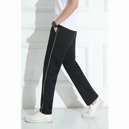 Black Unisex New Track Pants Casual Sweatpants mens Striped Bastic Trousers Straight Pants Joggers Simple Work Pants