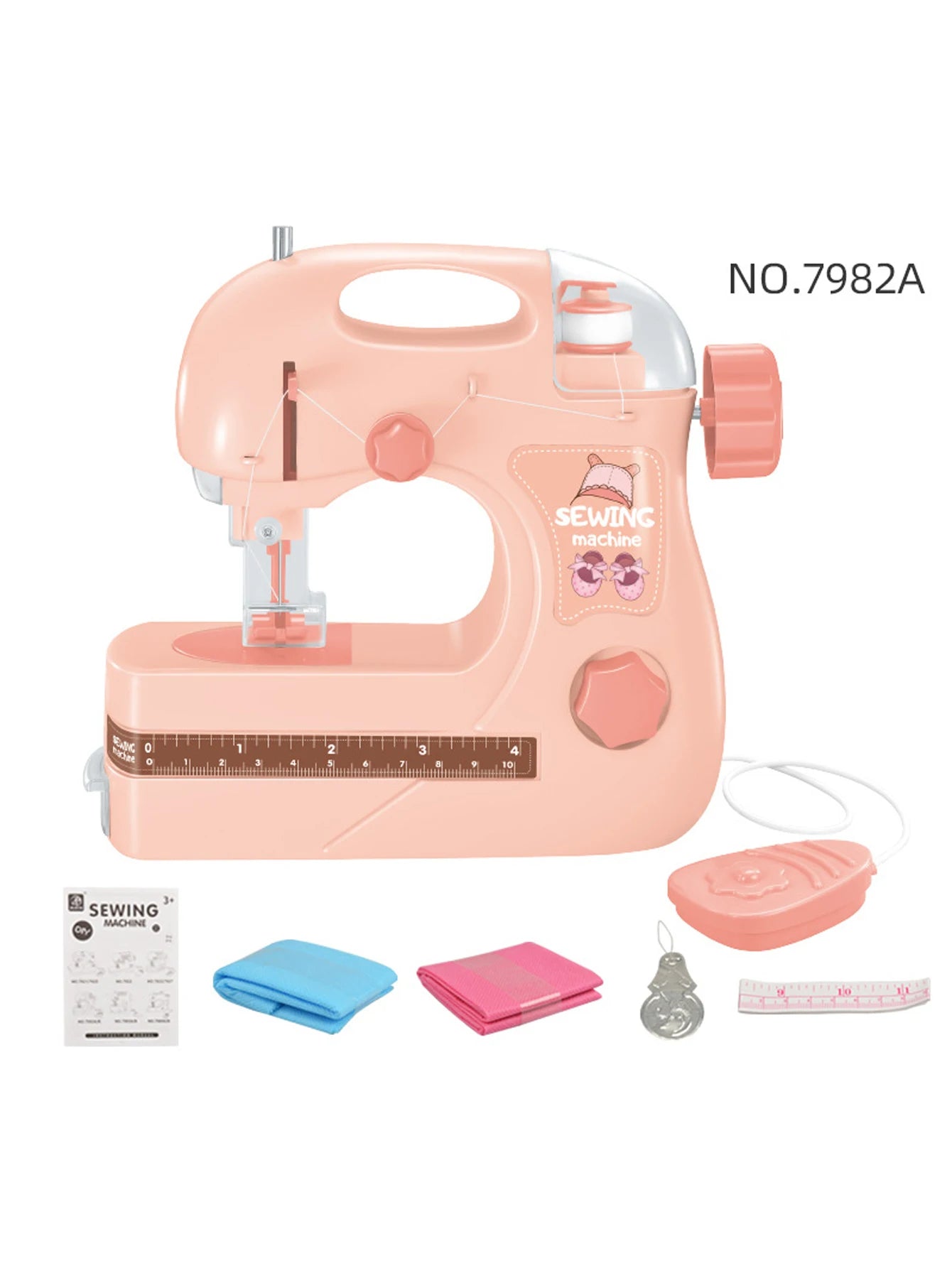 Mini Sewing Machine Toys for Kids, Electric Furniture Model Playing Home Toy with Lights DIY Simulation Sewing Gift for Children