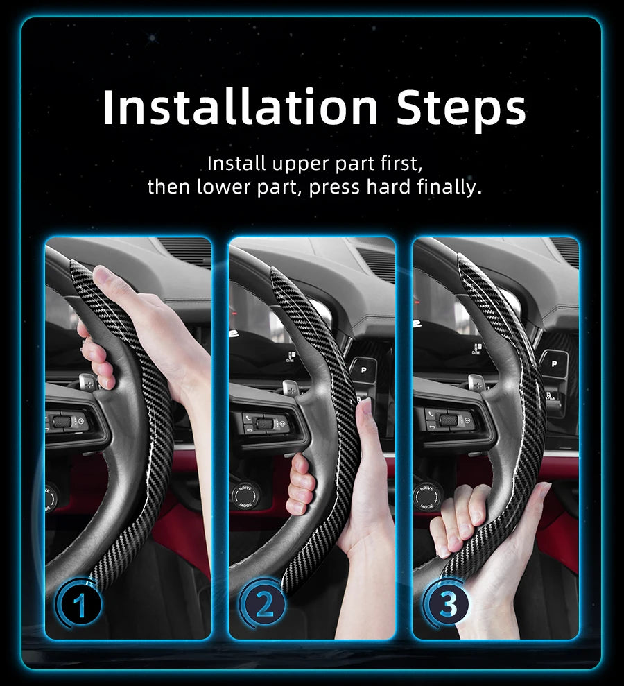 Suitable for Chery Carbon Fiber Texture Steering Wheel Cover with Segmented Quick-Release Design, Durable, for Models Such as Tiggo 2 3 4 7 8 9 Pro Max Csh Arrizo 6 Cross C5 J6 E5 Omoda 5 Gt Eq7