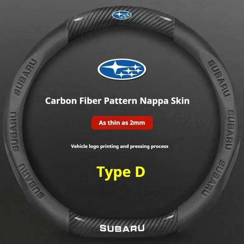 For Subaru Brz Wrx Xv Ascent Forester Outback Impreza Legacy Car AntiSlip Carbon Fiber Leather Ultrathin Steering Wheel Cover