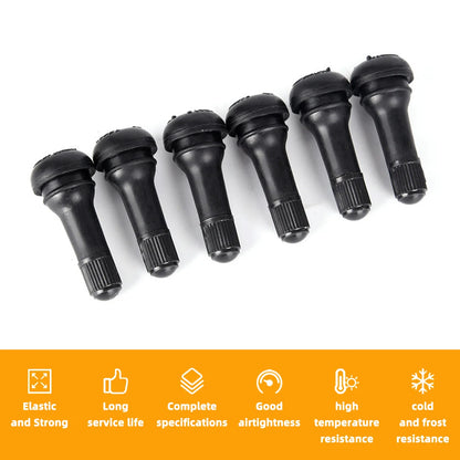 4/8/10/24pcs Tr414 Black Rubber Snap In Tire Valve Insert Rubber Tire Valve Core Replacement Standard Vehicle Tubeless Wheel Rim