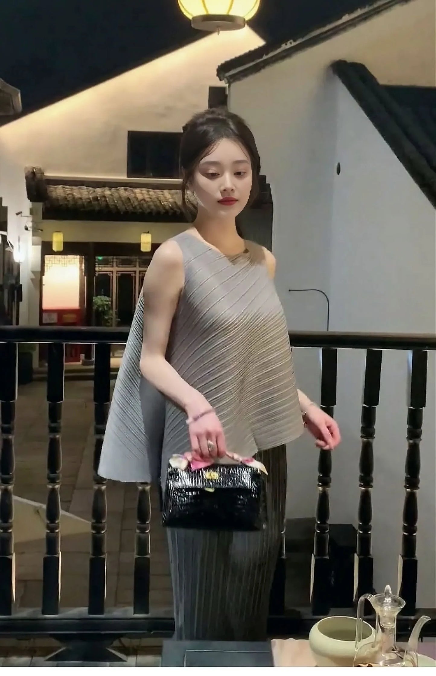 Unique Folded Design Sleeveless Top Set for Small Women Elegant Suitable Travel Wear Polyester Summer T-Shirt round Neck High...