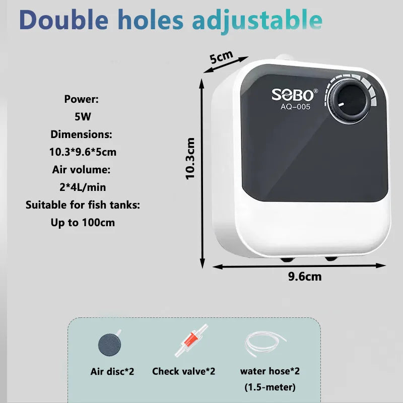 SOBO Aquarium Oxygen Air Pump Fish Tank Adjustable Air Volume High Power Oxygenator Air Compressor Aerator 220v