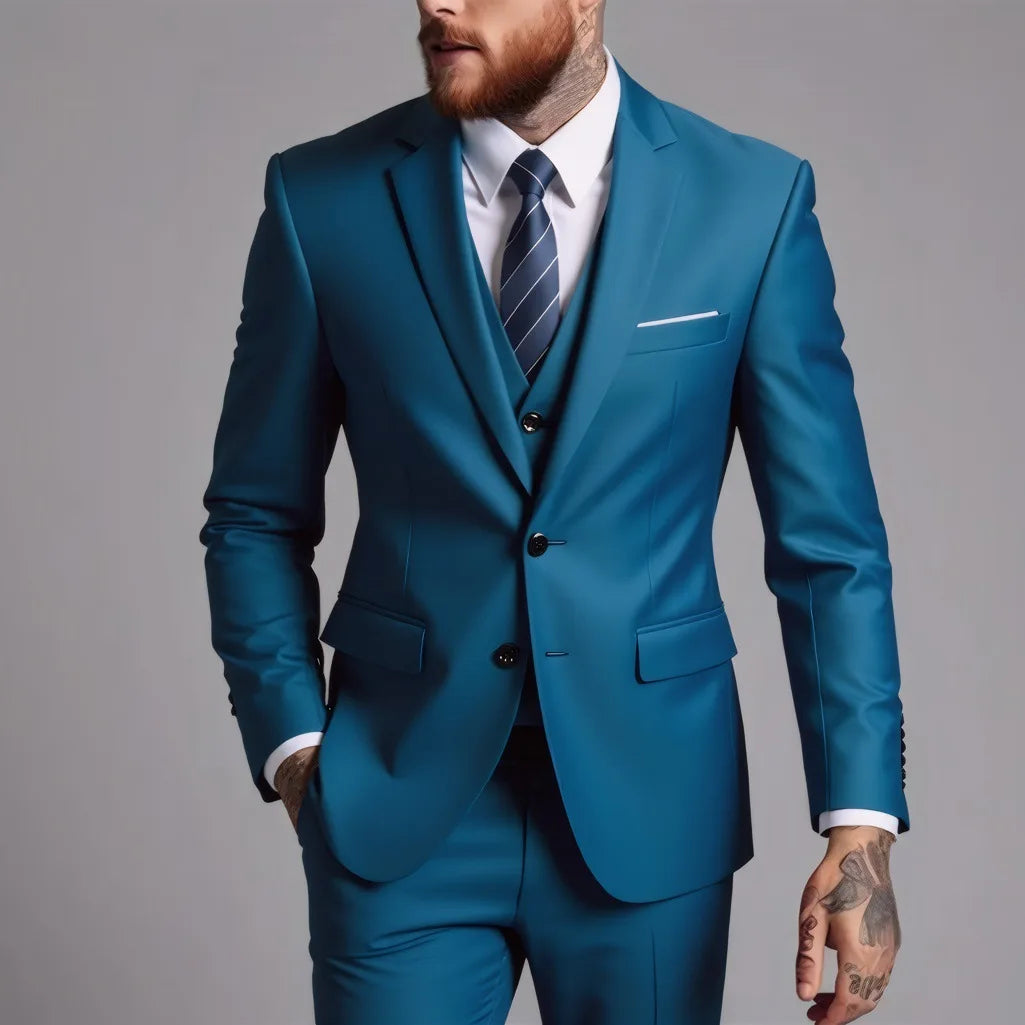 Four Seasons Single Breasted Business Suit for Men Stylish and Comfortable Office Wear