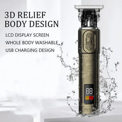 T9 LCD Electric Hairdresser Oil Shaving Head Electric Pusher Carving Electric Pusher Clipper Hair Precision Trimmer for Men Care
