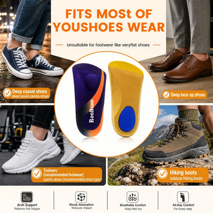 1Pair Orthotic Shoe Insoles with High Arch Support, Shock Absorbing Anti-Fatigue Inserts for Walking Running Standing All Day