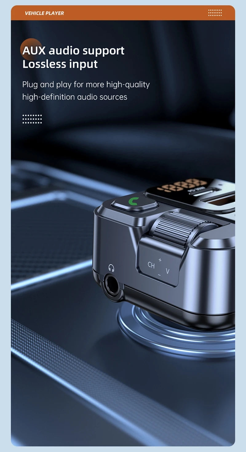 Bluetooth FM Transmitter Car Charger 20W PD USB-C Fast Charger Car Radio with Mic For Wireless Hands Free Call MP3 Player