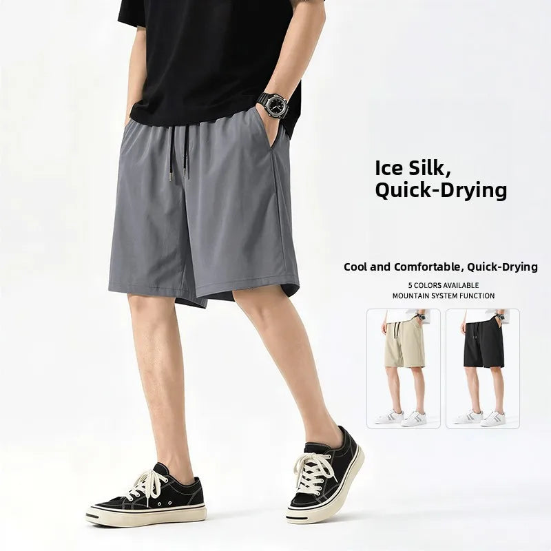 Jeanswest Life Men's Ice Silk Shorts Summer Loose Large Size Quick Dry Five-Quarter Length Casual Sporty Trousers