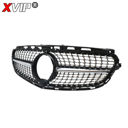 XVIP Chrome Black Diamonds Style Upper Grille Grill For Mercedes Benz E-Class W212 4 Door 2014-16 E200 E250 E300 E350 E400 E500