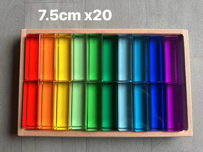 New Kids Acrylic Sparkling 6 sides 3D Gems Wooden Blocks Toy Rainbow Lucite Crystal Steps Building Play Birthday Gift