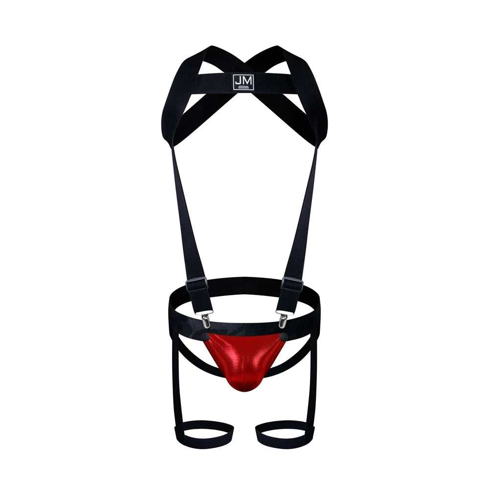 Detachable Split-type Sets Mens Strap Harness Bodysuit Black Leather Men Sexy G String Thong Jockstrap Leg Bondage Gay Underwear