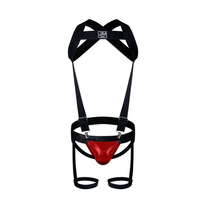 Detachable Split-type Sets Mens Strap Harness Bodysuit Black Leather Men Sexy G String Thong Jockstrap Leg Bondage Gay Underwear