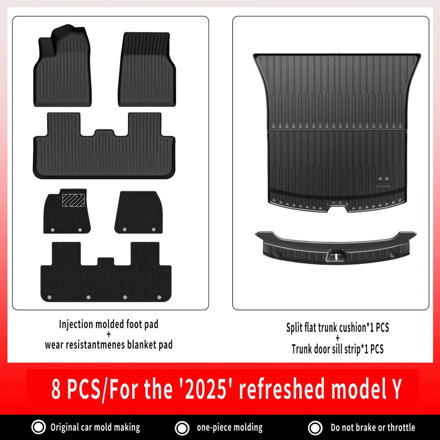 TPE Car Floor Mats For New Tesla Model Y 2025 Juniper Luggage Mat Set Waterproof Anti-slip Trunk Mats Floor Liner Backrest Mats