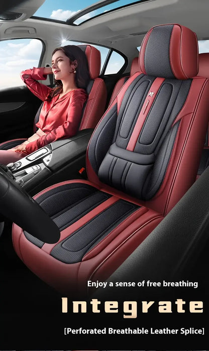 Universal 5-Seat Car Seat Cover 360° Full Coverage with Integrated Waist Support And Side Pockets for Most Vehicle Interior