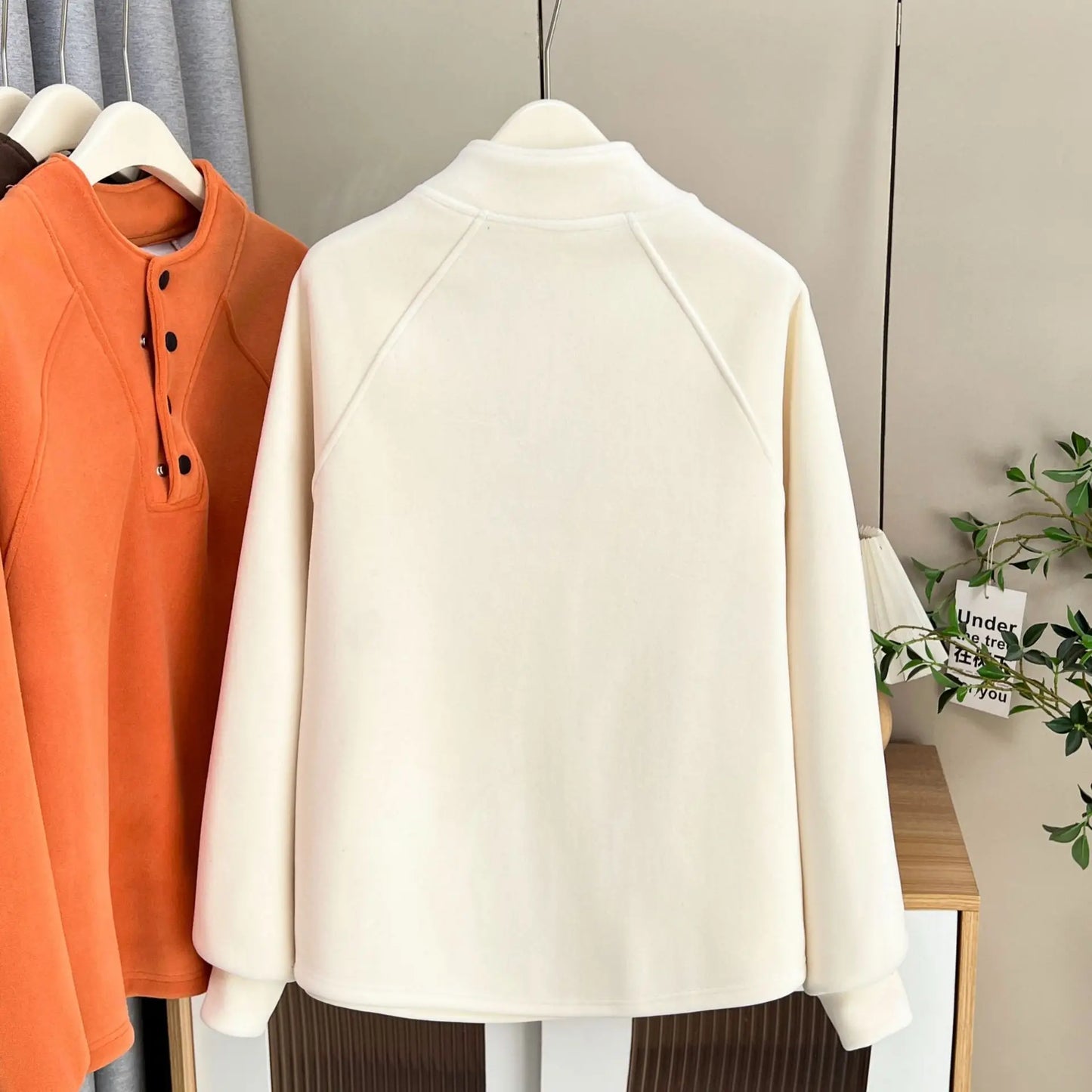 XXXXL Fashion Plus Size Women's Hoodie 2025 Autumn Winter New Simple Stand Up Collar Warm Fleece And Thickened Casual Sweatshirt