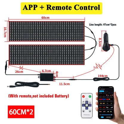 LED Truck Car Devil Eye Dynamic Pixel Panel Light Soft Foldable Lighting Scrolling 12V 24V For Board Windshield APP Remote