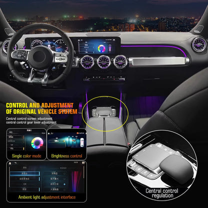 For Benz W176 W117 W156 A CLA GLA 12/64 Colors Ambient Lights Turbine Air Vent Lamps Dashboard Door Lighting Kit Car/App Control