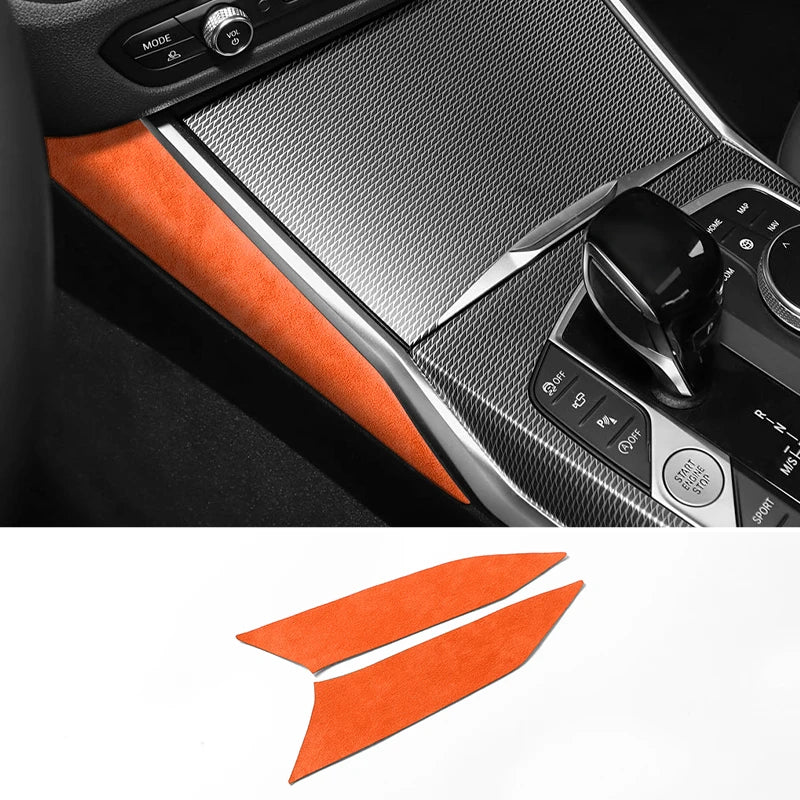 For BMW 2er Two-Door G42 3er i3 G20 G28 4er i4 G23 Center Console Side Trim Sticker Car Interior Accessories Made of Alcantara