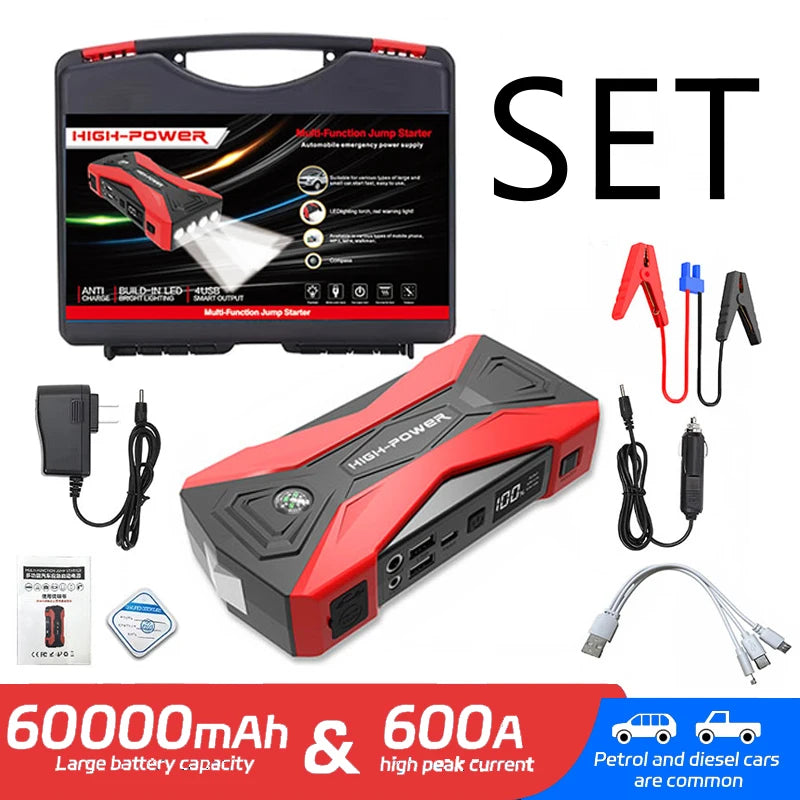 Battery Power Bank 1000A for Car Jump Starter Portable Emergency Booster 12V Auto Starting Device Petrol Diesel