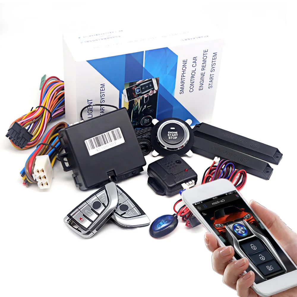 Universal Car alarm with remote starter Autostart system Start stop button system Car accessories Alarm automotive Smart lock