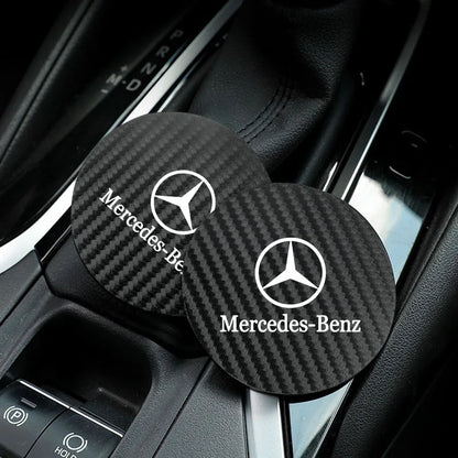 2Pcs Car Coasters Water Cup Mats Waterproof Slot Pads For Mercedes Benz AMG Smart W205 C300 W203 W206 W108 W124 W126 W140 W168