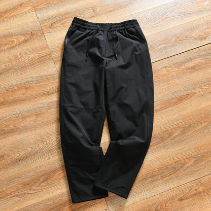 Thickened Goose down Winter Outdoor Men's Casual Elastic Waist Pants Warm Stylish Long Straight Tube Polyester Fiber Trousers