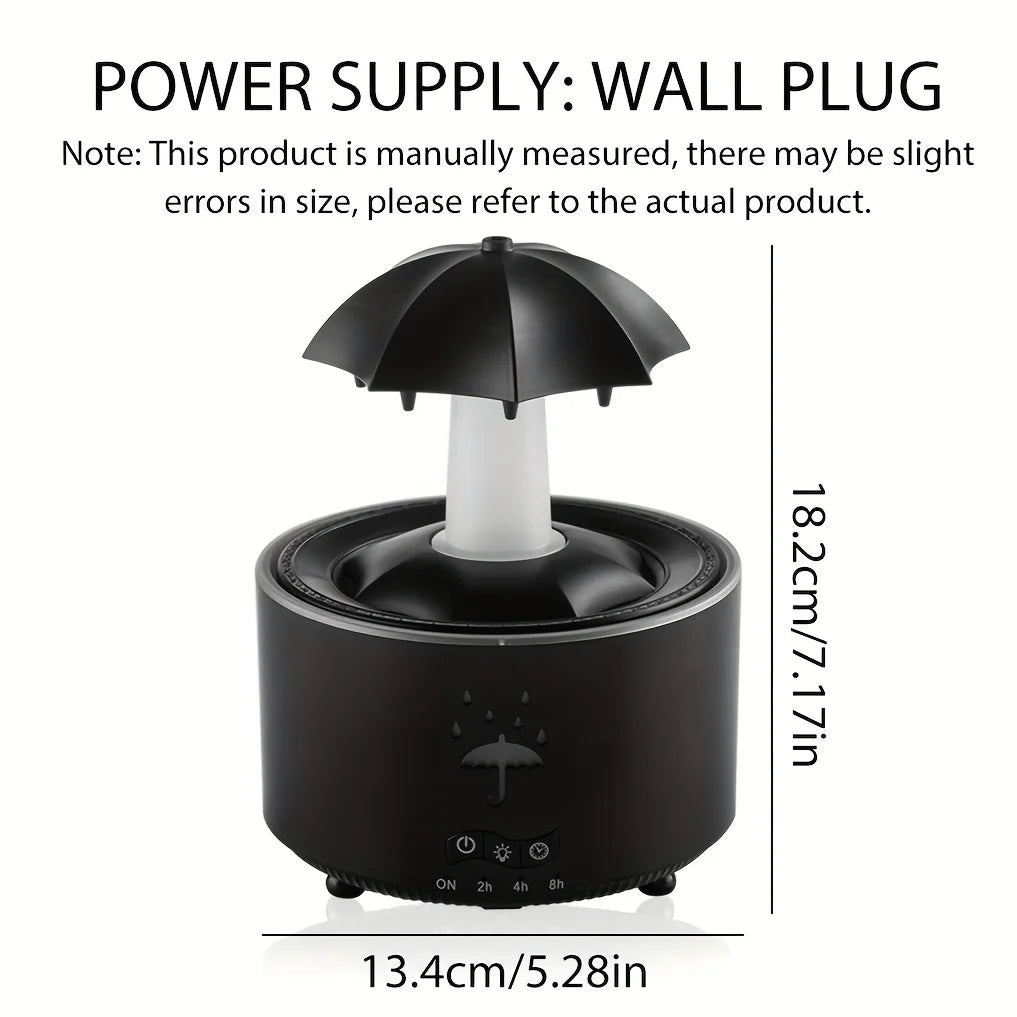 Rotating Raindrop Humidifier, Cool Mist Air Humidifier with Remote, Colorful Night Light, Essential Oil Diffuser, Auto-Off