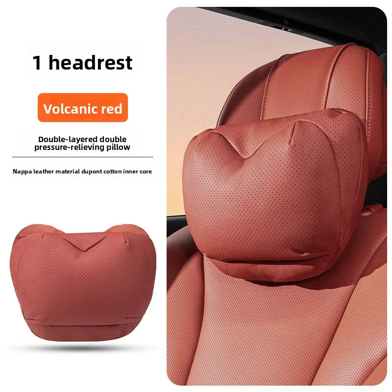 High Quality Universal Car Headrest Cushion Car Seat Neck Pillow High-grade Leather Breathable Lumbar Support Car Pillow