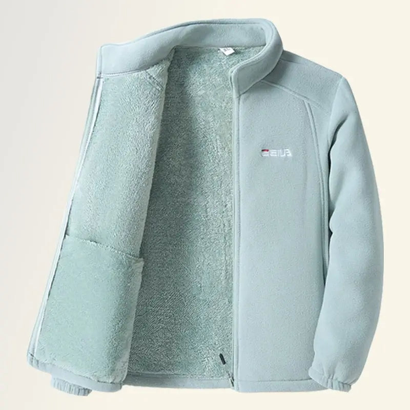 Women Jacket Zipper Sweatshirt Wool Lining Warm Coat Polar Fleece Stand Up Hoodie for Sports Leisure Clothes for Women Black Top