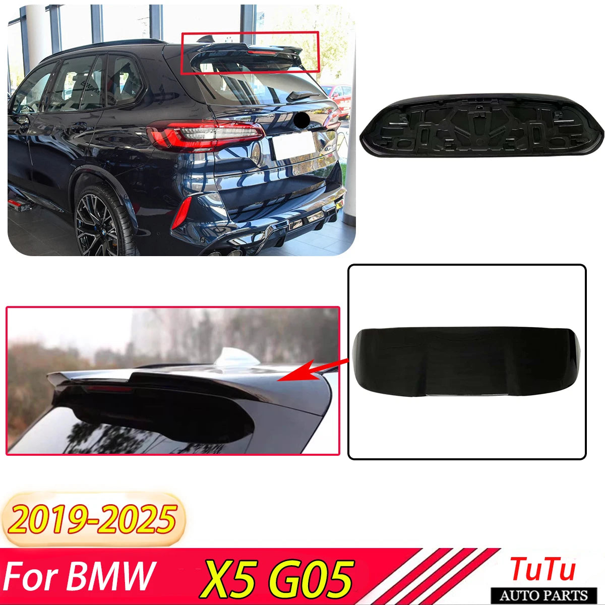 Rear Top Wing Spoiler for BMW X5 G05 2019-2025 Car Roof Lip Tail Fin Guard Board External Decoration Cover Body kits Tuning
